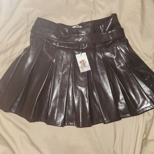 Gorgeous brown faux leather moto skirt from Sincerely Jules.